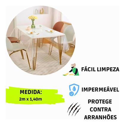 Imagem de Toalha De Mesa Plástico Transparente 2m X 1,40m 4/6 Lugares