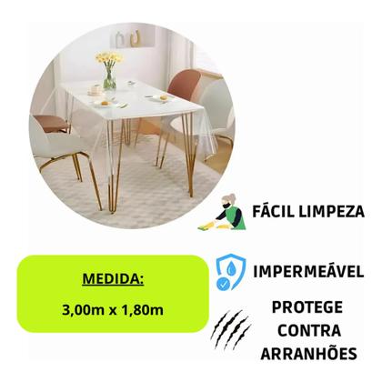 Imagem de Toalha De Mesa Plástico Transparente 3,00m X 1,80m Protetora