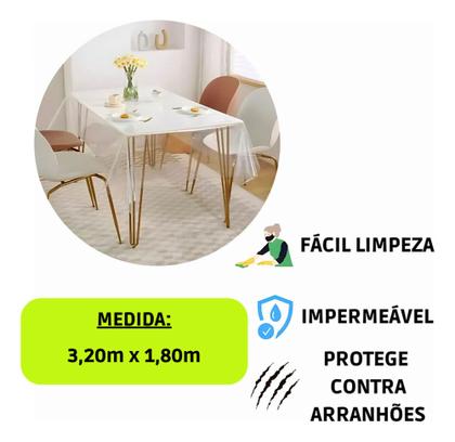 Imagem de Toalha De Mesa Plástico Transparente 3,20 X 1,80m Protetora