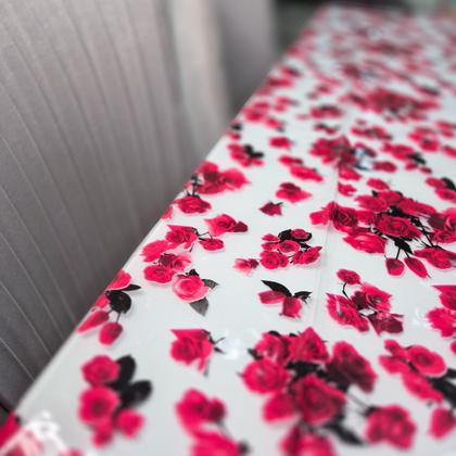 Imagem de Toalha de Mesa PVC Cristal 3,00x1,40 Transparente Com Estampa Impermeável Protetora