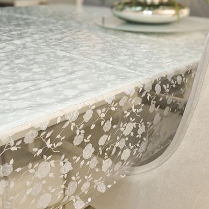Imagem de Toalha de Mesa PVC Cristal 3,00x1,40 Transparente Com Estampa Impermeável Protetora