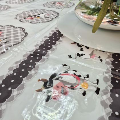 Imagem de Toalha de Mesa PVC Cristal 3,00x1,40 Transparente Com Estampa Impermeável Protetora