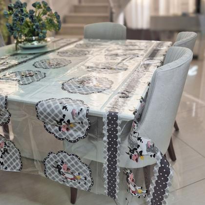Imagem de Toalha de Mesa PVC Cristal 3,00x1,40 Transparente Com Estampa Impermeável Protetora