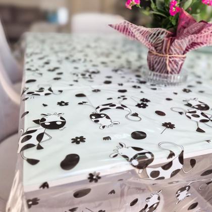 Imagem de Toalha de Mesa PVC Cristal 3,00x1,40 Transparente Com Estampa Impermeável Protetora