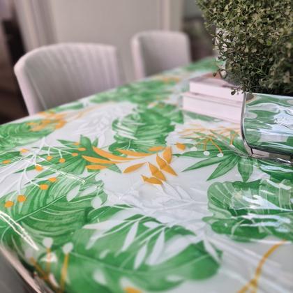 Imagem de Toalha de Mesa PVC Estampada Transparente Estampada  4,00m x1,40m  Protetora 8 a 10 Lugares