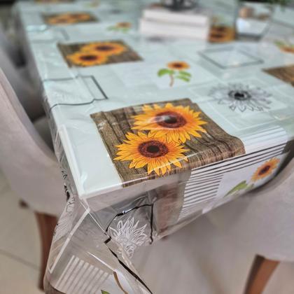 Imagem de Toalha de Mesa PVC Estampada Transparente Estampada  4,00m x1,40m  Protetora 8 a 10 Lugares