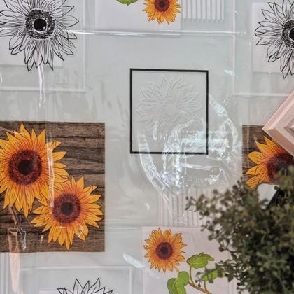 Imagem de Toalha de Mesa PVC Estampada Transparente Estampada  4,00m x1,40m  Protetora 8 a 10 Lugares