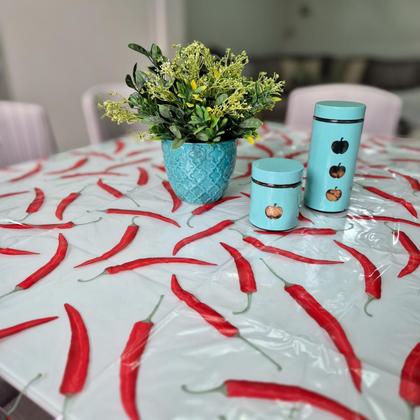 Imagem de Toalha de Mesa PVC Estampada Transparente Estampada  4,00m x1,40m  Protetora 8 a 10 Lugares