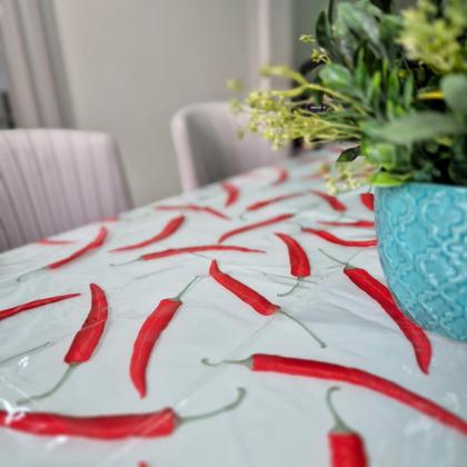 Imagem de Toalha de Mesa PVC Estampada Transparente Estampada  4,00m x1,40m  Protetora 8 a 10 Lugares