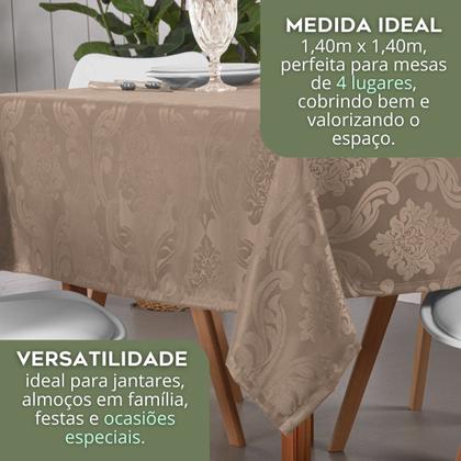 Imagem de Toalha De Mesa Quadrada 4 Cadeiras 1,40x1,40 Tecido Jacquard