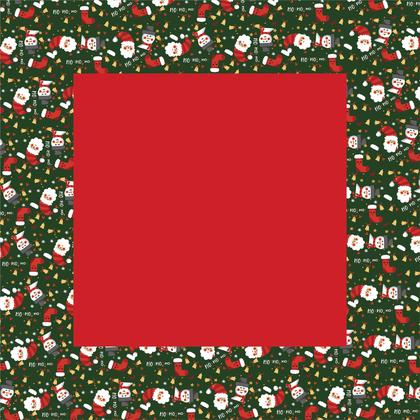 Imagem de Toalha De Mesa Quadrada 4 Lugares Tecido Oxford Natal Papai Noel  Fundo Verde e Vermelho Meias e Flocos - 140x140cm