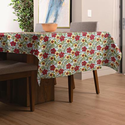 Imagem de Toalha de Mesa Quadrada Estampa Floral Flores 1,40 x 1,40