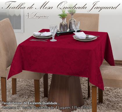 Imagem de Toalha De Mesa Quadrada Sala Jantar Jacquard 4 Lugares