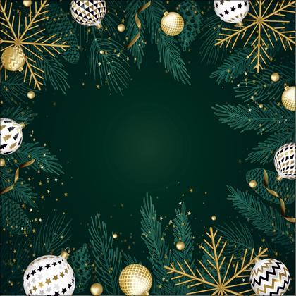 Imagem de Toalha De Mesa Quadrada Tecido Oxford Natal verde e dourado Flocos- 140x140cm