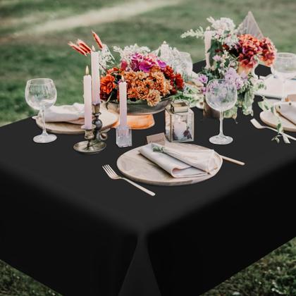 Imagem de Toalha de mesa QZYL preta descartável 12 peças 137 x 274 cm retangular