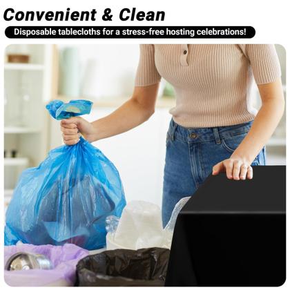 Imagem de Toalha de mesa QZYL preta descartável 12 peças 137 x 274 cm retangular