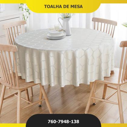 Imagem de Toalha De Mesa Redonda Bege Colméia 4 Lugares