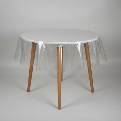 Imagem de Toalha De Mesa Redonda Plástico Transparente 1,70m Diâmetro Proteção Contra Arranhões Sala Jantar