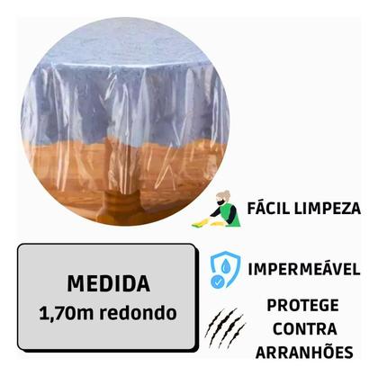 Imagem de Toalha De Mesa Redonda Plástico Transparente 1,70m Diâmetro Proteção Contra Arranhões Sala Jantar
