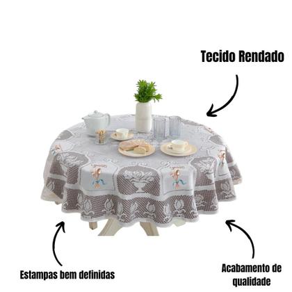 Imagem de Toalha de Mesa Redonda Rendada 1,60ØM Estampada
