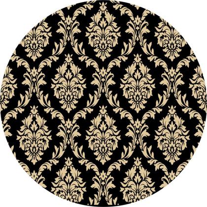 Imagem de Toalha De Mesa Redonda Tecido Oxford Arabesco Preta TL02-140x140cm