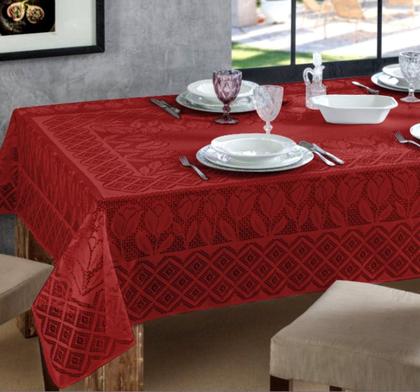 Imagem de Toalha De Mesa Renda 4 e 6 Cadeiras Quadrada/Retangular Branca Bege e Vermelha - Envio Rápido