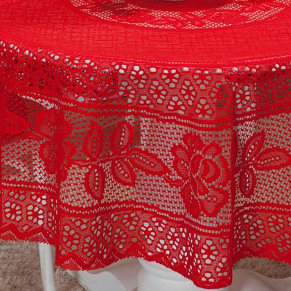 Imagem de Toalha de Mesa Renda Decorativa Redonda Quadrada Retangular Cozinha Várias Cores Floral
