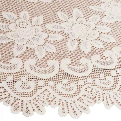 Imagem de Toalha de Mesa Renda Oval Branca Rosas 6 Lugares Interlar