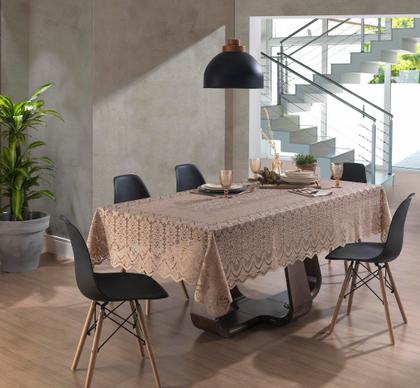 Imagem de Toalha de Mesa Rendada Clássica Arabesco 8 Lugares Retangular Interlar