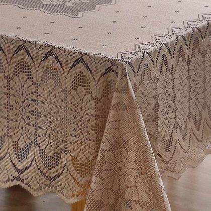 Imagem de Toalha de Mesa Rendada Clássica Arabesco 8 Lugares Retangular Interlar