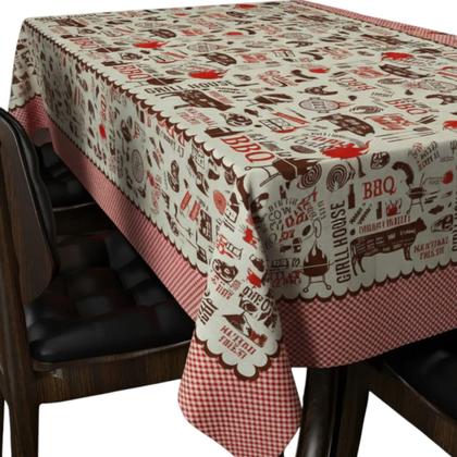 Imagem de Toalha de mesa retangular 10 lugares plástica térmica estampada