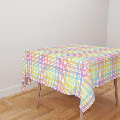 Imagem de Toalha De Mesa Retangular 10 Lugares Tecido Oxford Xadrez Quadriculado Pastel TL66  - 320x140cm