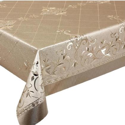 Imagem de Toalha de Mesa Retangular 140x220 Natal Dourada PVC Plástico