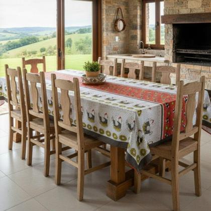 Imagem de Toalha de mesa retangular 4 6 8 10 lugares plástica térmica estampada