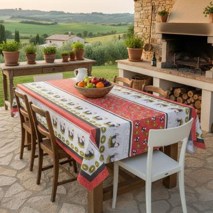 Imagem de Toalha de mesa retangular 4 6 8 10 lugares plástica térmica estampada