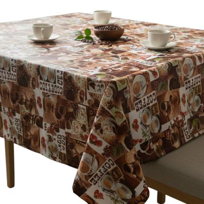 Imagem de Toalha de mesa retangular 4 6 8 10 lugares plástica térmica estampada