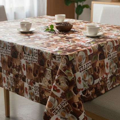 Imagem de Toalha de mesa retangular 4 6 8 10 lugares plástica térmica estampada