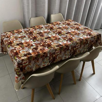 Imagem de Toalha de mesa retangular 4 6 8 10 lugares plástica térmica estampada