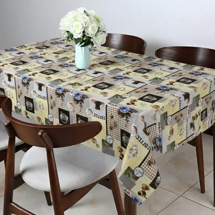 Imagem de Toalha de mesa retangular 4 6 8 10 lugares plástica térmica estampada