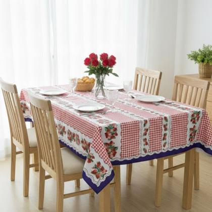 Imagem de Toalha de mesa retangular 4 6 8 10 lugares plástica térmica estampada