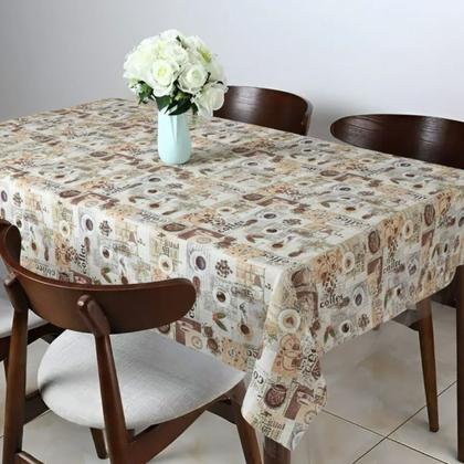 Imagem de Toalha de mesa retangular 4 6 8 10 lugares plástica térmica estampada