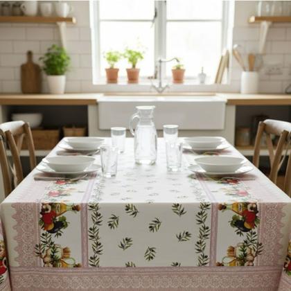 Imagem de Toalha de mesa retangular 4 6 8 10 lugares plástica térmica estampada