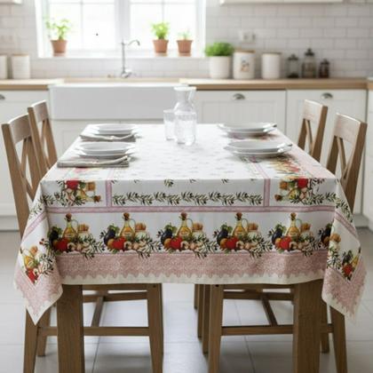 Imagem de Toalha de mesa retangular 4 6 8 10 lugares plástica térmica estampada