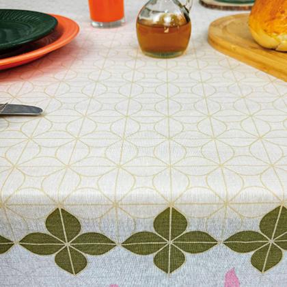 Imagem de Toalha de Mesa Retangular 6 Lugares Estampada Floral Ramos Delicados Jardineira 140x210