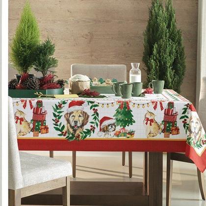 Imagem de Toalha de Mesa Retangular 8 Lugares Pet Natalino Karsten