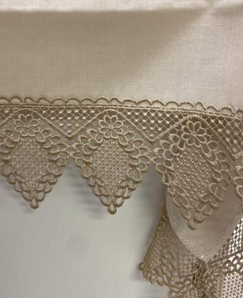 Imagem de Toalha De Mesa Retangular Bordada 8 Lugares Bege Multi Trade