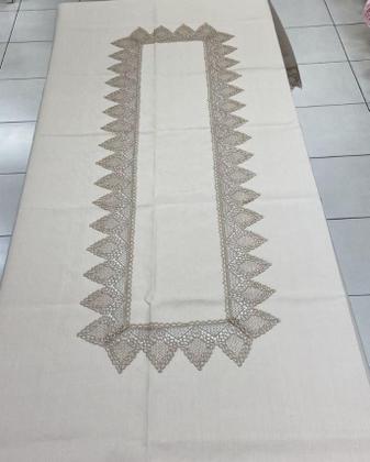 Imagem de Toalha De Mesa Retangular Bordada 8 Lugares Bege Multi Trade