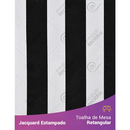 Imagem de Toalha de Mesa Retangular em Tecido Jacquard Estampado Listrado Preto e Branco