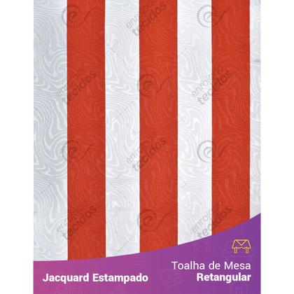 Imagem de Toalha de Mesa Retangular em Tecido Jacquard Estampado Listrado Vermelho Alaranjado