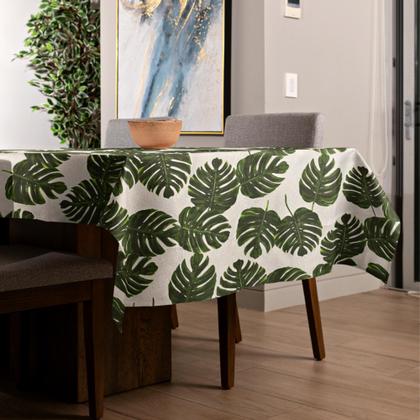Imagem de Toalha De Mesa Retangular Estampada Folhagens